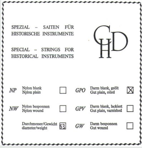 Plain gut strings for baroque viola